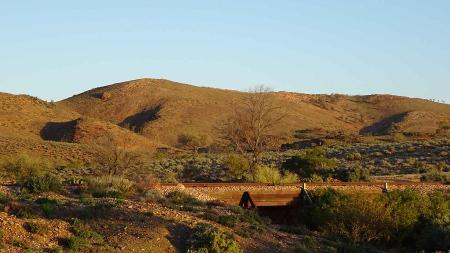 Leigh Creek Coal Line and Beltana Hills in the background