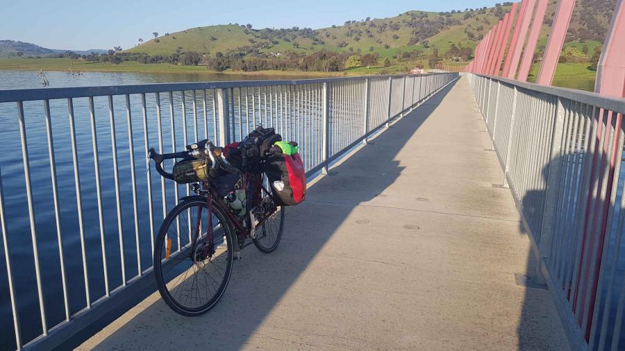 Sandy Creek Rail Bridge with bike on bridge