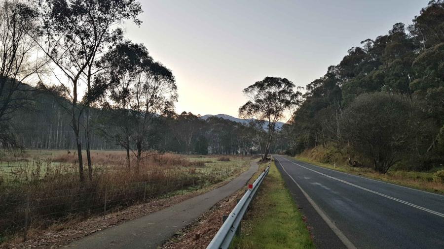 Road to Harrietville from Bright, early morning